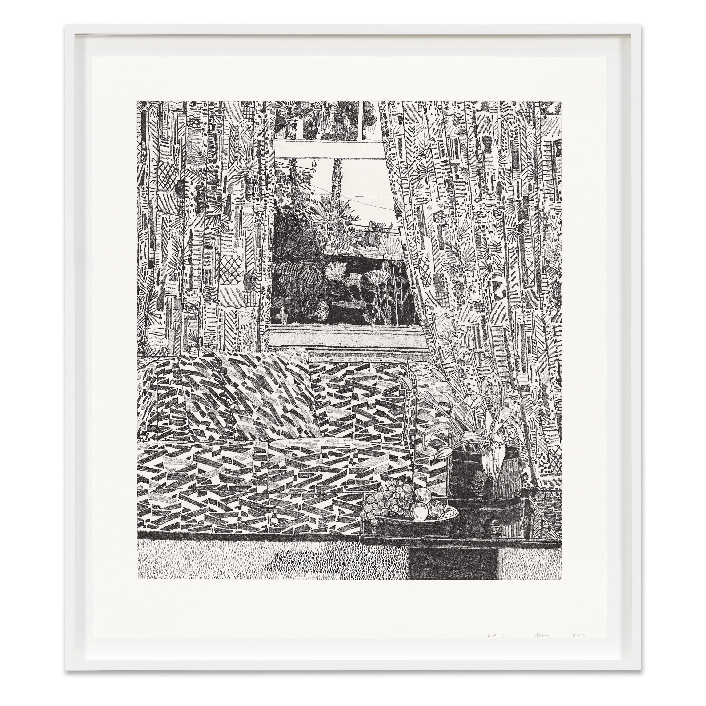 Jonas Wood: Pattern Couch Interior with Mar Vista View - Image 3
